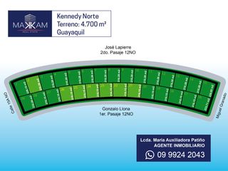TERRENOS EN VENTA DESDE 210M2, O MZ COMPLETA, LOS TERRENOS QUEDAN ATRAS DE LA GANGA EN KENNEDY NORTE.  VALOR POR M2 $ 650.
