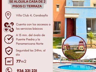 Foto 1 de SE ALQUILA CASA DE 2 PISOS EN VILLA CLUB 4 CARABAYLLO