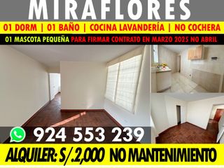Foto 1 de ALQUILO DPTO 58M2 01 DORM 01 BAÑO LAVANDERÍA NO COCHERA MIRAFLORES