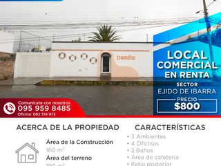 Foto 1 de LOCAL COMERCIALEN RENTA-EJIDO DE IBARRA