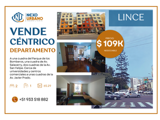 Foto 1 de VIVE A UNOS PASOS DEL PARQUE DE LOS BOMBEROS EN LINCE - VENTA DE DEPARTAMENTO CON EXCELENTE UBICACIÓN