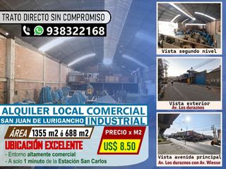 Foto 1 de ALQUILER LOCAL COMERCIAL INDUSTRIAL SJL 1355m2 ó 688m2 CERCA AL TREN ELECTRICO