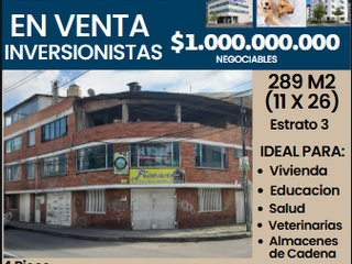 VENTA EDIFICIO  DE 4 PISOS EN BARRANCAS NORTE BOGOTA . ¡INVERSIONISTAS!