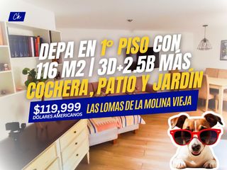 Foto 1 de Departamento en 1er piso con jardín y cochera en Las Lomas de La Molina