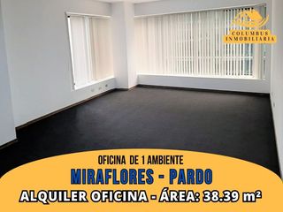 Foto 1 de Alquiler Miraflores PARDO - Oficina de 1 Ambiente + 1 Baño - Área: 38.39m²