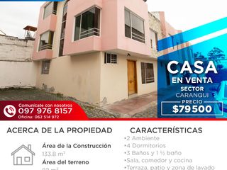 Foto 1 de DE VENTA CASA EN CONJUNTO EN CARANQUI