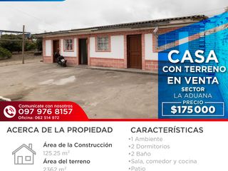 Foto 1 de CASA Y TERRENO EN VENTA SECTOR ADUANA-YAHUARCOCHA