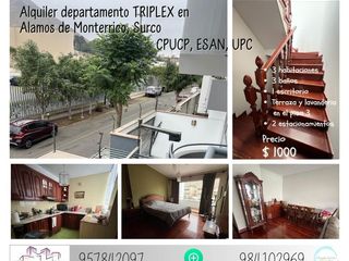 Foto 1 de Alquiler dpto TRIPLEX en Surco