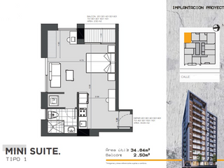 902 Bellavista Ubicación, estilo y Confort. Suite Studio 30,77 metros más balcón 2,24 metros. A estrenar
