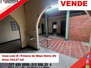 VENDE CASA LOTE - B. PRIMERA DE MAYO / SOBRE VIA PRINCIPAL - NEIVA (H)
