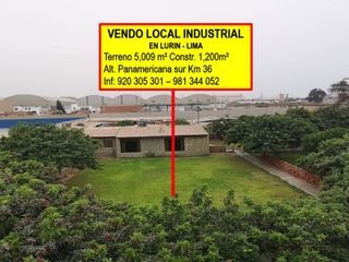 VENDO LOCAL INDUSTRIAL EN LURIN AREA 5,009 m² A SOLO $270 EL M²