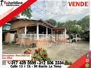 SE VENDE HERMOSA CASA LOTE ESQUINERA - RIVERA (HUILA-COL)