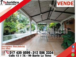 SE VENDE HERMOSA CASA LOTE ESQUINERA - RIVERA (HUILA-COL)