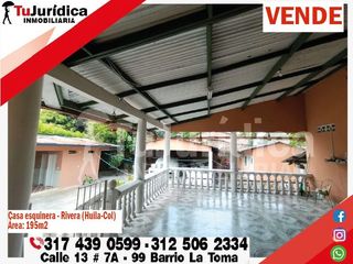 SE VENDE HERMOSA CASA LOTE ESQUINERA - RIVERA (HUILA-COL)