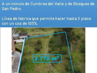Terreno de venta en Cumbayá 2,770m - Espectacular para constructor